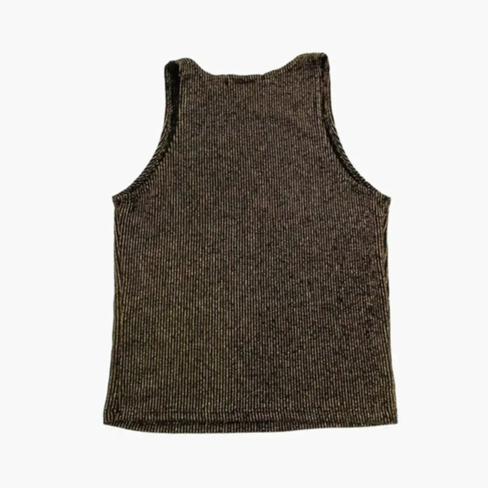 Caution To The Wind Crop‎ Tank Top Gold Metallic Striped Size S Party Festival